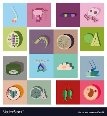 Modern flat icons collection with shadow vector image