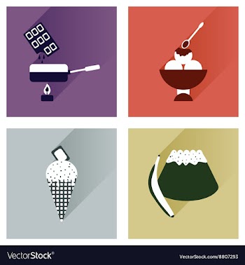 Modern flat icons collection with shadow vector image