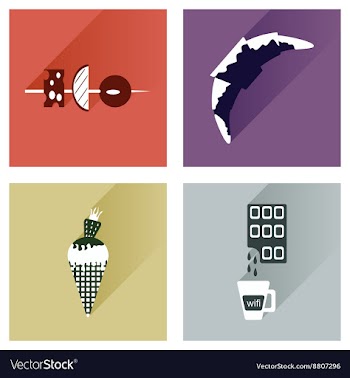 Modern flat icons collection with shadow vector image