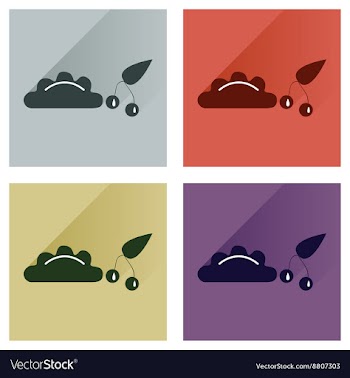 Modern flat icons collection with shadow vector image