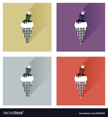 Modern flat icons collection with shadow vector image