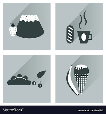 Modern flat icons collection with shadow vector image