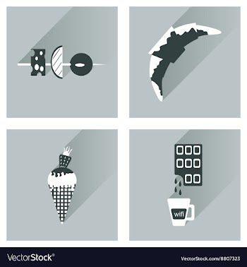 Modern flat icons collection with shadow vector image