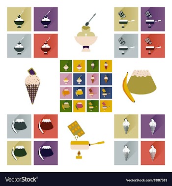 Modern flat icons collection with shadow vector image