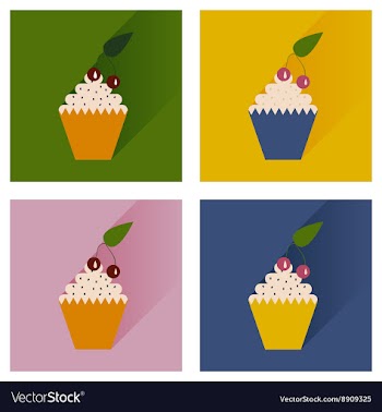 Modern flat icons collection with shadow vector image