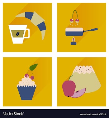 Modern flat icons collection with shadow vector image