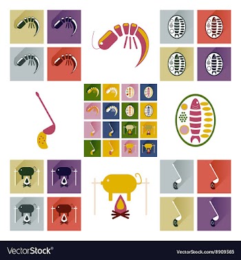 Modern flat icons collection with shadow vector image