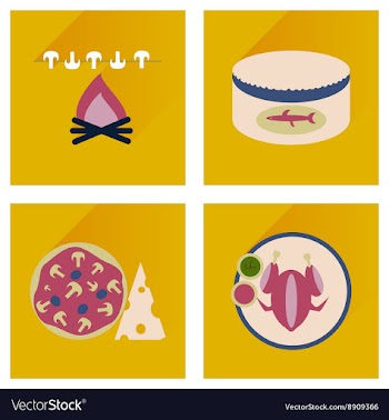 Modern flat icons collection with shadow vector image