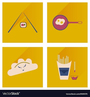 Modern flat icons collection with shadow vector image