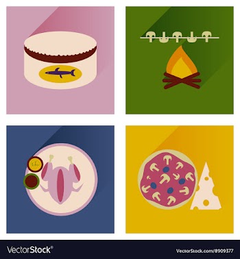 Modern flat icons collection with shadow vector image