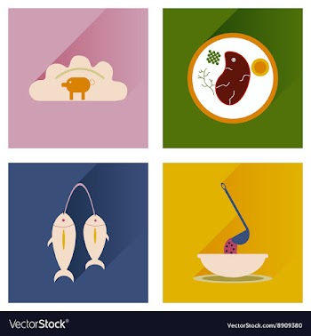 Modern flat icons collection with shadow vector image