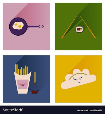 Modern flat icons collection with shadow vector image