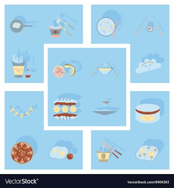Modern flat icons collection with shadow vector image