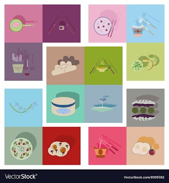 Modern flat icons collection with shadow vector image