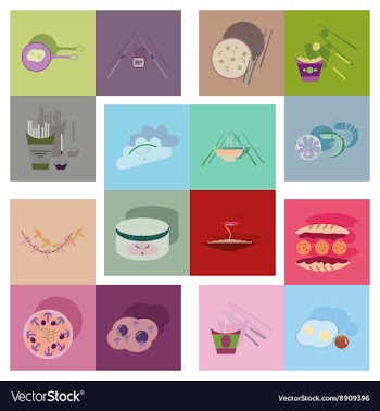 Modern flat icons collection with shadow vector image