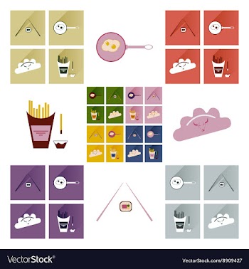 Modern flat icons collection with shadow vector image