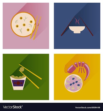 Modern flat icons collection with shadow vector image
