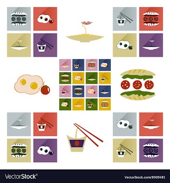 Modern flat icons collection with shadow vector image