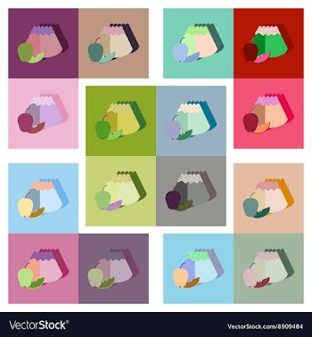 Modern flat icons collection with shadow vector image