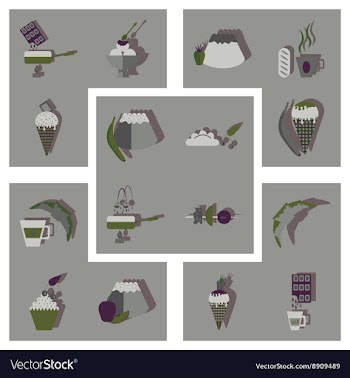 Modern flat icons collection with shadow vector image