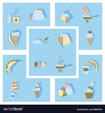 Modern flat icons collection with shadow vector image