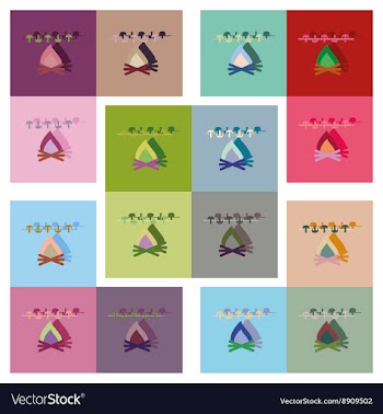 Modern flat icons collection with shadow vector image