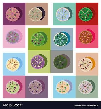 Modern flat icons collection with shadow vector image
