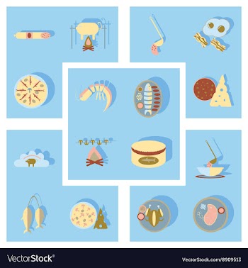 Modern flat icons collection with shadow vector image