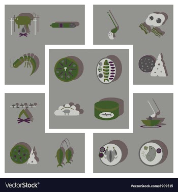 Modern flat icons collection with shadow vector image
