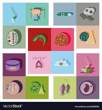 Modern flat icons collection with shadow vector image