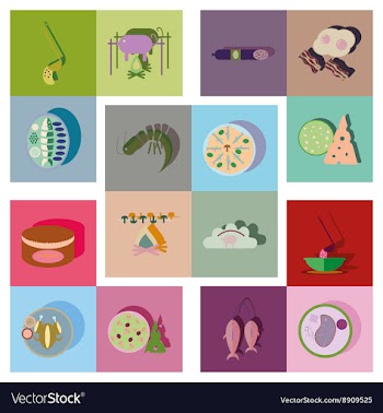 Modern flat icons collection with shadow vector image