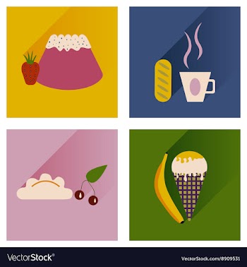 Modern flat icons collection with shadow vector image