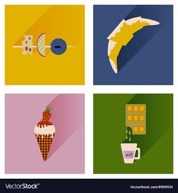 Modern flat icons collection with shadow vector image