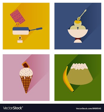 Modern flat icons collection with shadow vector image
