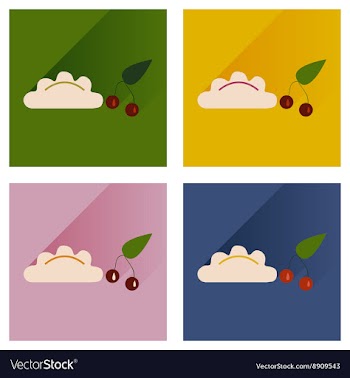 Modern flat icons collection with shadow vector image