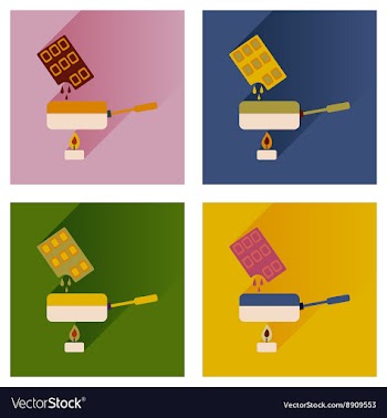 Modern flat icons collection with shadow vector image