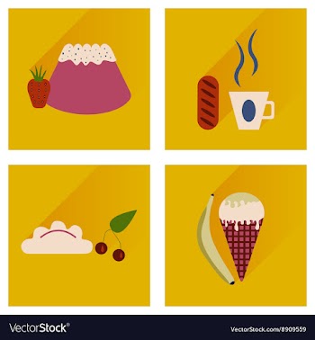 Modern flat icons collection with shadow vector image