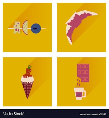 Modern flat icons collection with shadow vector image