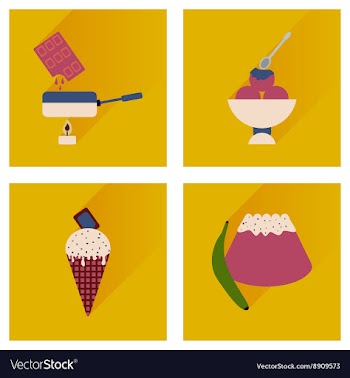 Modern flat icons collection with shadow vector image