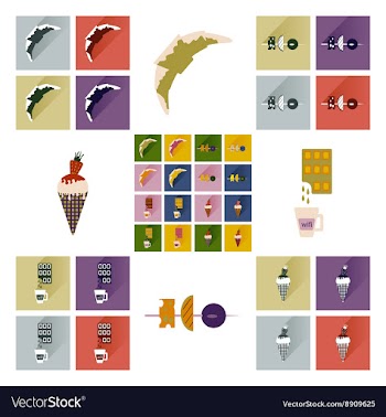 Modern flat icons collection with shadow vector image