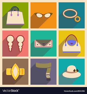 Modern flat icons collection with shadow vector image