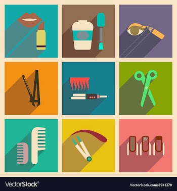 Modern flat icons collection with shadow vector image