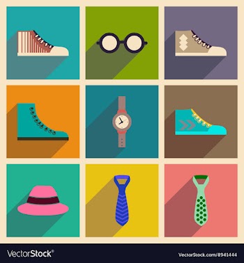 Modern flat icons collection with shadow vector image