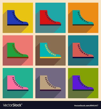 Modern flat icons collection with shadow vector image
