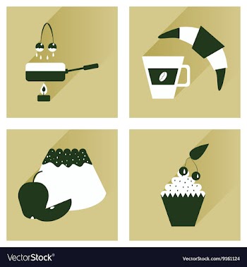 Modern flat icons collection with shadow vector image