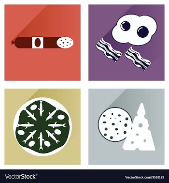 Modern flat icons collection with shadow vector image