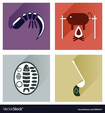 Modern flat icons collection with shadow vector image