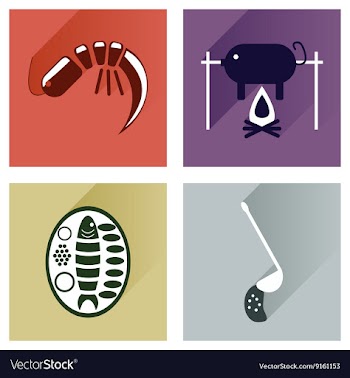 Modern flat icons collection with shadow vector image