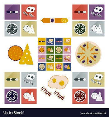 Modern flat icons collection with shadow vector image