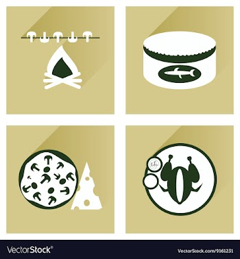Modern flat icons collection with shadow vector image